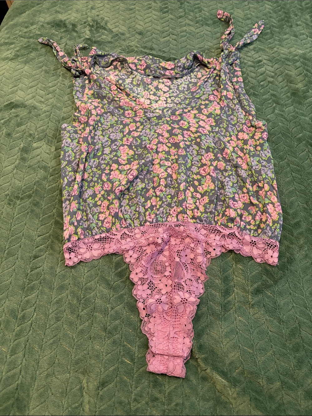Intimately Free People Bare It All Cami Bodysuit Adjustable Shoulder Ties M
